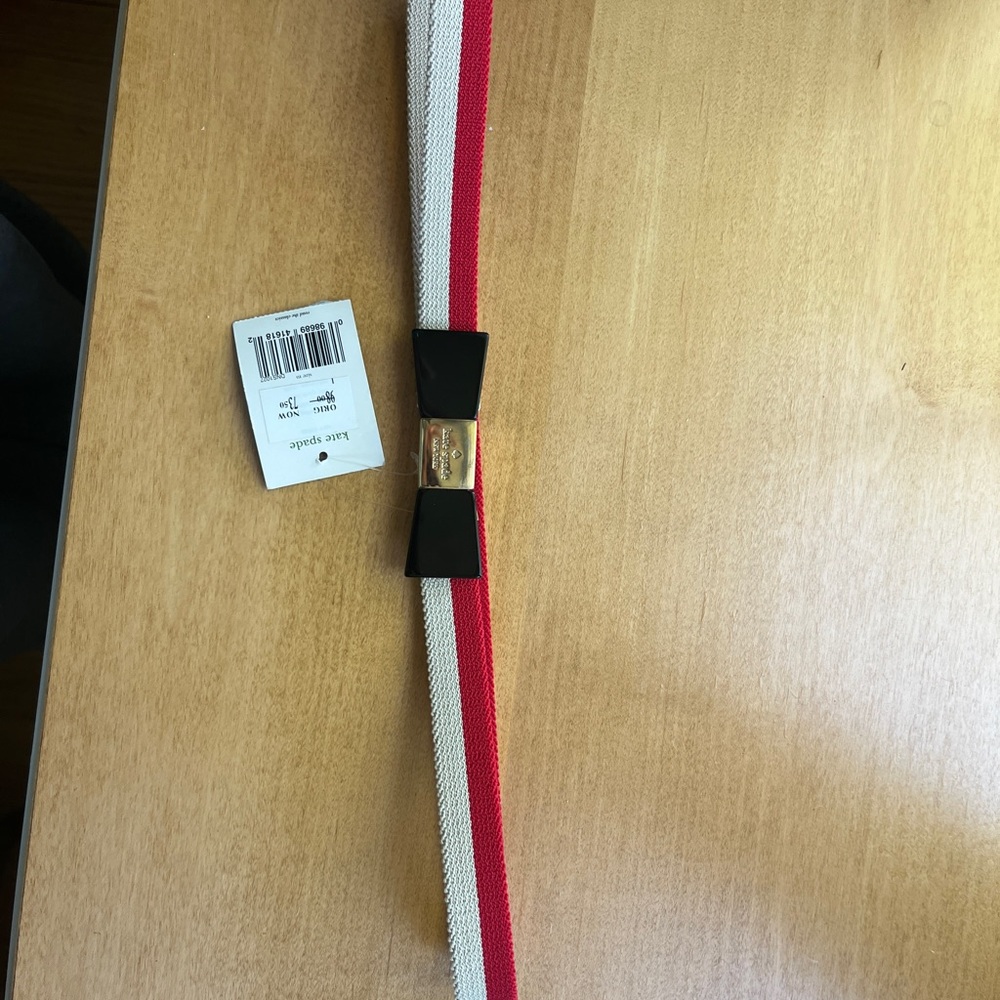 Kate Spade Red and White Belt with Black Bow